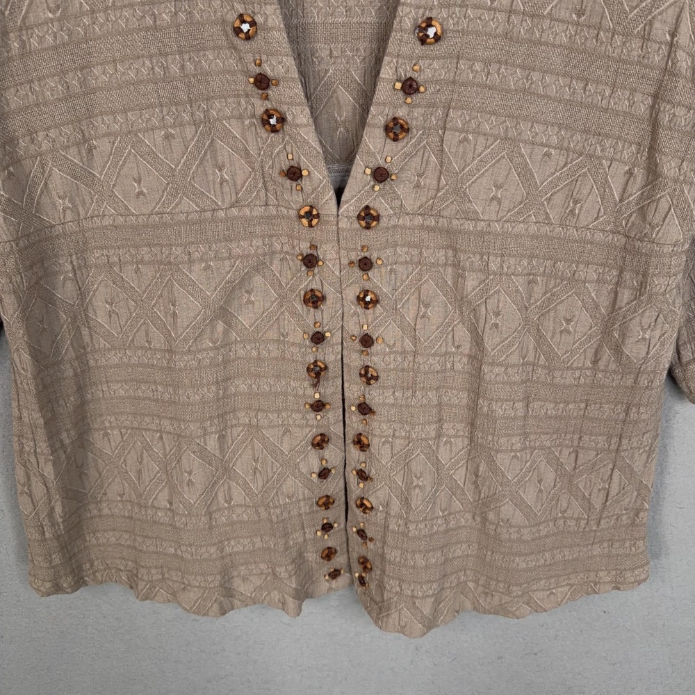 Soft Surroundings Cardigan Sweater Womens 1X Plus Beige Jewel Button Geometric - Picture 3 of 13